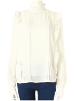 ハイネックフリルライントップス/ホワイト