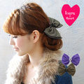 ビジューキャンバスリボンヘアゴム