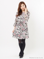 マーブルローズワンピース/ブラウン