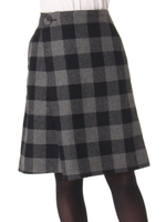 【OUTLET】メルトンチェック×デニムスカート/ブラック