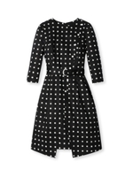 ラップ風ベルテッドプリントワンピース/ホワイト(102)