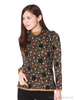 【OUTLET】小花プリントリバーシブルタートル/ブラック