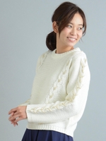 編み上げニットプルオーバー/アイボリー