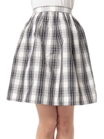 チェックメモリータックギャザースカート/Bordeaux