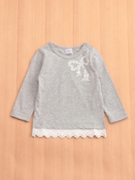 裾レース長袖Tシャツ/オフホワイト