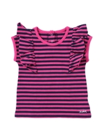 STRIPED FRILL TOP/PINK