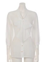 TOREX シルックデュエットボウタイブラウス/オフ