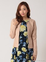 【カタログ掲載】ノーカラーフェイクレザージャケット/オフホワイト