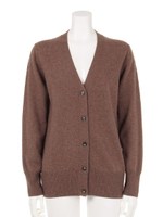 カシミヤ混Vカーデ/ブラウン