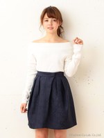 スピンドルオフショルニット/ブルー