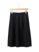 スラブバックサテンミモレ丈スカート/カーキ(027)