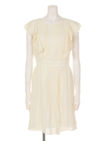 フリルレースシフォンワンピース/ホワイト