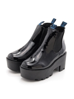 厚底サイドゴアショートブーツ/ブラックエナメル