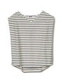 STRIPE PIQUE V NECK TOP/ネイビー