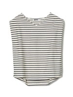 STRIPE PIQUE V NECK TOP/ネイビー