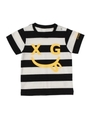 STRIPED S/S TEE SMILE/ブラック