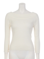 オフカラーリブ編ニットプルオーバー/ネイビー