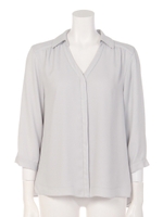シャツカラーゆるブラウス/ライトグレー