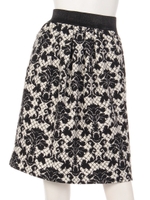 フラワープリントタックスカート/Ivory