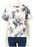 フラワーラウンドトップス/ホワイト