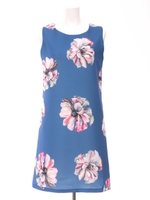 BIG水彩画風花柄ワンピース/ブルー