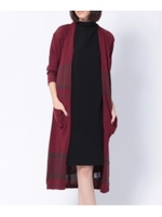 オルテガ柄トッパーニットカーディガン/ボルドー(164)