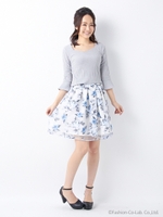 【春の新作】カバーリングハートNフレア袖/TOPS/グレー