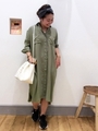 テンセルロングシャツワンピース/ベージュ