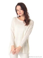 バックZIPドロップ切替フレアニット/ホワイト