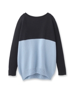 コットン混バイカラーニット/ネイビー(593)