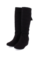 タッセルインヒールロングブーツ/ダークブラウン(043)