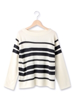 マルチボーダーAラインニット/ネイビー(393)