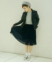 切り替えプリーツワンピース