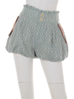 【Auntie Rosa】配色フラップハイウエストバルーンショートパンツ/GRN