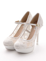 【BABY PURE】レースアウトストームヒールポイントパンプス/ホワイトレース