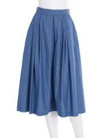 【DUO】 ダンガリータックガウチョパンツ/ブルー