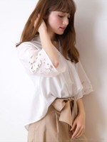 カットワーク刺繍ゆるシャツ/ラベンダー