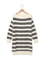 ボートネックニットワンピース/ネイビー(393)