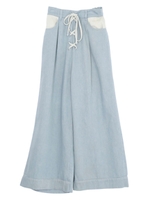 レースアップデニムワイドパンツ/インディゴ