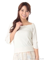 スカラップオフショルダーリブカットソー 2/サックス