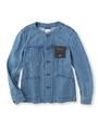 ストレッチデニムノーカラーブルゾン/ブルー(092)