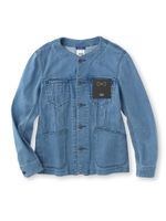 ストレッチデニムノーカラーブルゾン/ブルー(092)