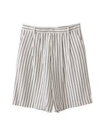 タック入りハーフパンツ/ストライプ
