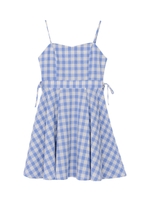 レースアップギンガムキャミワンピース/ブラック