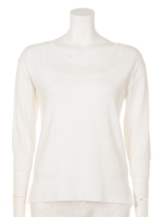 裾レースキャミ付Vニット/グリーン