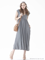 無地カシュクールマキシOP/GRY