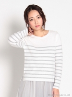 ミラノリブボーダーニット/グレー系