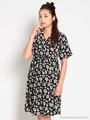 SS ジョーゼット花柄ドットPtワンピース/Black