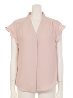 Vネックゆるシャツブラウス≪自宅で洗える≫(追加依頼)/モカ