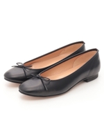 【低反発スポンジ入り】本革バレエシューズ/ブラック